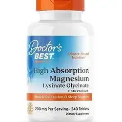 Doctors BEST High Absorption Magnesium Lysinate Glycinate, 100% Guaranteed Original, 240 Tablets magnesium