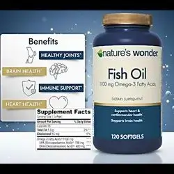 Nature's Wonder Fish Oil 1100mg Omega-3 Fish Oil Supplements, Omega-3, omega3, Omega 3, EPA & DHA for Healthy Joints, Heart, Immune System, 120 Day Supply of Softgels
