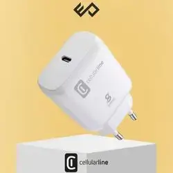 cellularline 25W EU USB-C Power Adapter for Samsung Phones - White