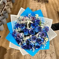 Bouquet of 20 Blue Roses