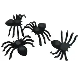 2cm Scary Plastic Spiders Joke Toys for Halloween - 5 PCS