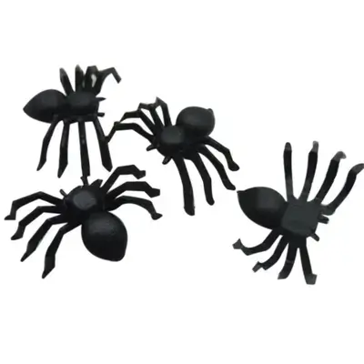 2cm Scary Plastic Spiders Joke Toys for Halloween - 5 PCS