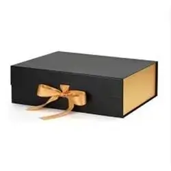 Black Cardboard Gift Box with Ribbon