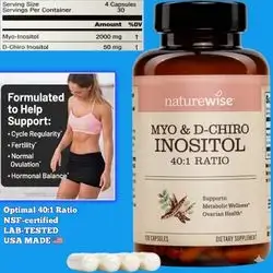 Myo-Inositol & D-Chiro Inositol, for Women, Fertility, Ovarian, Slimmer Waist, weight management, Ideal 40:1 Ratio, Myo Inositol 2000mg, Insulin Sensitivity, Skin Health, 120 Capsules inositol 