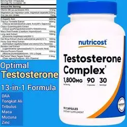 Nutricost, Testosterone Support Complex, testosterone booster, Sexual performance, build lean muscle, Vitality, mood & Energy, testosterone, test booster, 90 Capsules