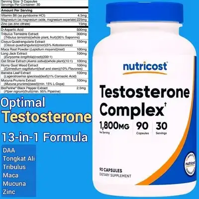 Nutricost, Testosterone Support Complex, testosterone booster, Sexual performance, build lean muscle, Vitality, mood & Energy, testosterone, test booster, 90 Capsules 