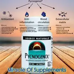 Pycnogenol 50 mg Proanthocyanidin Complex, Cardiovascular & Circulatory Health, Blood Pressure, Chronic Venous Insufficiency, ADHD, Skin Health & Anti-Aging, Hyperpigmentation, Blood Sugar, Joint Pain, Hair Growth, 60 Tablets