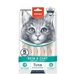WANPY Skin & Coat Creamy Treat Tuna & Salmon For Cat 14g*5tubes