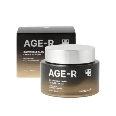ميديكيوب كريم تفتيح البشرة و مكافحة الشيخوخة بالجلوتاثيون و الكولاجين//MedicubeAGE-R Glutathione Glow Capsule Facial Cream, Antioxidant Moisturizer, Collagen Peptide For Hydrating Glow