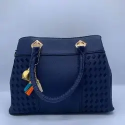 Navy Blue Structured Tote Bag