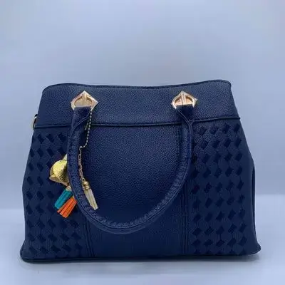 Navy Blue Structured Tote Bag
