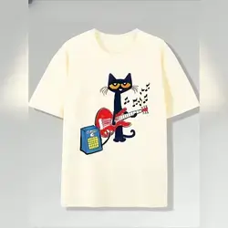 SHEIN Women's Oversized Pete The Cat Rockin T Shirt Funny Women T-shirt