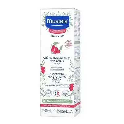 Mustela Baby Face moisturizing cream 40 ml /كريم موستيلا بيبي المهدئ - مرطب للوجه للبشرة الحساسة للغاية - مع الأفوكادو الطبيعي وأمبير. Schizandra Berry - خال من العطور