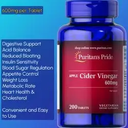 Apple Cider Vinegar, ACV, Premium Apple Cider Vinegar , 600mg per Tablet, 200 Tablets acv
