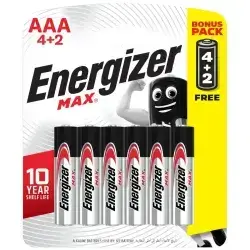 Energizer Max AAA Batteries 4 + 2 Free Pack