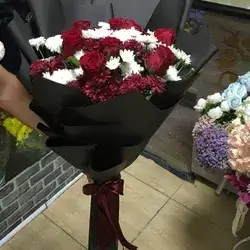 Bouquet Flowers- Red&White