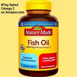 Fish Oil Omega 3 Supplements, 1000mg per Softgel, Omega3 Fish Oil for Healthy Heart, Brain, skin, joint, muscle, cholesterol, 90 Softgels omega 3