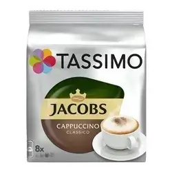 TASSIMO Jacobs Cappuccino Classico – 8 Milk + 8 Espresso Capsules