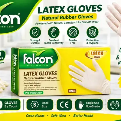 Falcon Latex Gloves Pre-powder Small