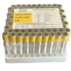 Blood Collection Tube Yellow 100 Pcs