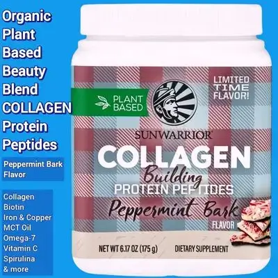 Plant Based Collagen Peptides Powder, Collagen peptides, organic plant based, with Biotin, Silica, Hyaluronic Acid, Vitamin C, iron, copper, Omega 7, MCT Oil, spirulina, 175g collagen 