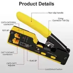 jyocun cat7 modular plug crimper/RJ45 Tool Network Crimper Cable Crimping Tool for EZ Cat7 Cat6 Cat5 RJ11/12 Plug