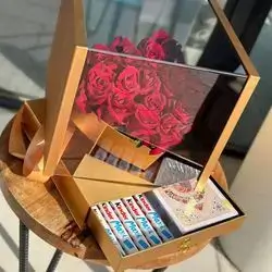 Valentine Flower Box with Chocolate and Quran