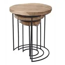 Side Table Teak Set Of 3 Pieces