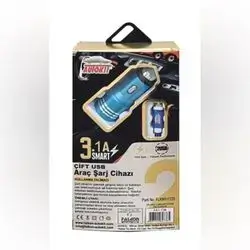 Metal Car Charger 2 Usb 3.1A Micro
