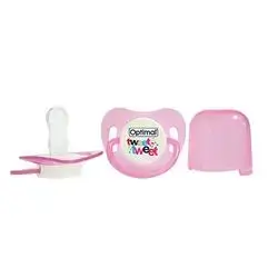 Round Nipple Silicone Pacifier with Cover (+6) - Pink