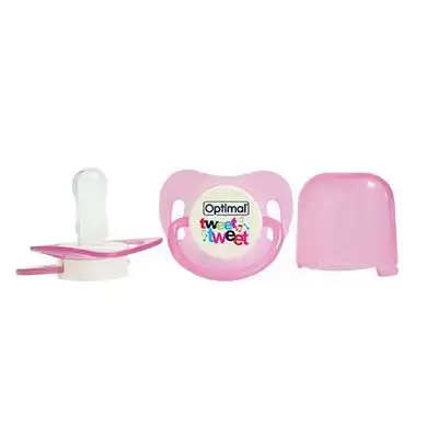 Round Nipple Silicone Pacifier with Cover (+6) - Pink