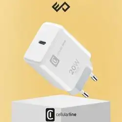 cellularline 20W EU USB-C Power Adapter for Apple Phones - White