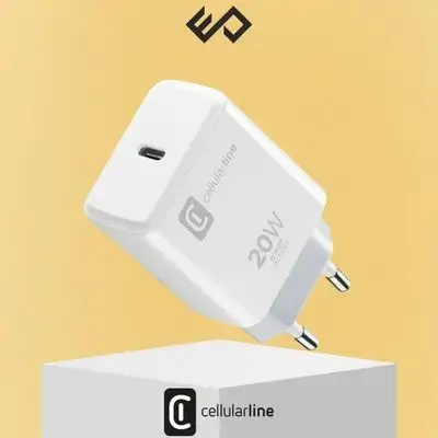 cellularline 20W EU USB-C Power Adapter for Apple Phones - White