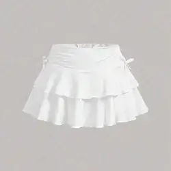 SHEIN Girlism Teen Girls Drawstring Waist Ruched Casual Skirt - 12 Years