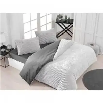 Alea Velvet Duvet Cover Set 4 Piece - Grey