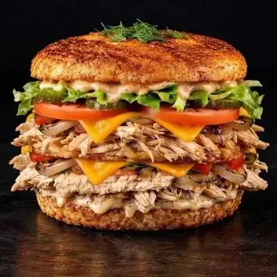 Double Chicken Burger With Double Cheese
