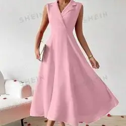 SHEIN Privé Women's Solid Color Sleeveless Dress, Suitable For Summer / Small Size