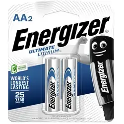Energizer L91Bp2 Ultimate Lithium 1.5V Aa Batteries, 2 Pieces
