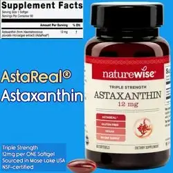 NatureWise, Astaxanthin, Triple Strength Astaxanthin, 12mg with AstaReal®, with Organic Coconut Oil, NSF Certified, 60 Softgels Astaxanthin