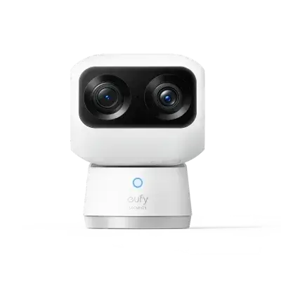eufy Security Indoor Cam S350, Dual Cameras, 4K UHD Resolution Security Camera with 8× Zoom and 360° PTZ, Human/Pet AI, Ideal for Baby Monitor/ /Home Security, Dual-Band Wi-Fi 6, Plug in