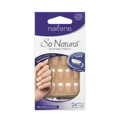 So Natural Everyday French SHORT BEIGE 24 Nails 12 Sizes 71001 _ nailene