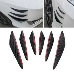 6pcs Universal Black Carbon Fiber Auto Bumper Lip, Diffuser, Spoiler, Protector Kit