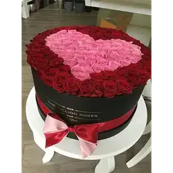 Heart Box of Red And Pink Flowers