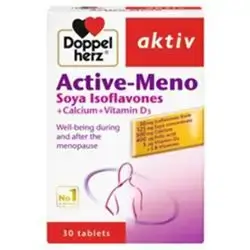 Active-Meno (Soya Isoflavones + Calcium + Vitamin D3) 30 Tablets_Doppel herz aktiv