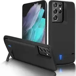 Battery Case for Samsung Galaxy S21 Ultra, [10000mAh] Rechargeable Charger Charging Case with Kickstand & USB, Portable Backup for Samsung Galaxy S21 Ultra 5G (6.8 inch)- Black