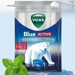 Vicks lozenges blue active with cooling menthol sugar free
