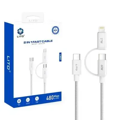 LITO LD27 2-in-1 Fast Charging & Data Cable (60W PD)
