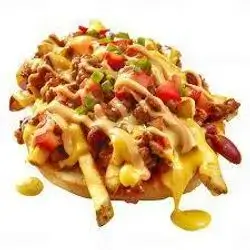Chili Cheese With Fried Chicken, Fries And Cola