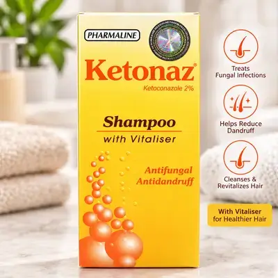 Ketonaz Ketoconazole 2% Shampoo with Vitaliser – Antifungal & Antidandruff
