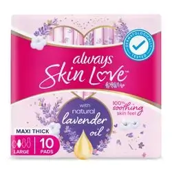 Always Skin Love with Natural Lavender Oil Maxi Thick Large 10 Pads